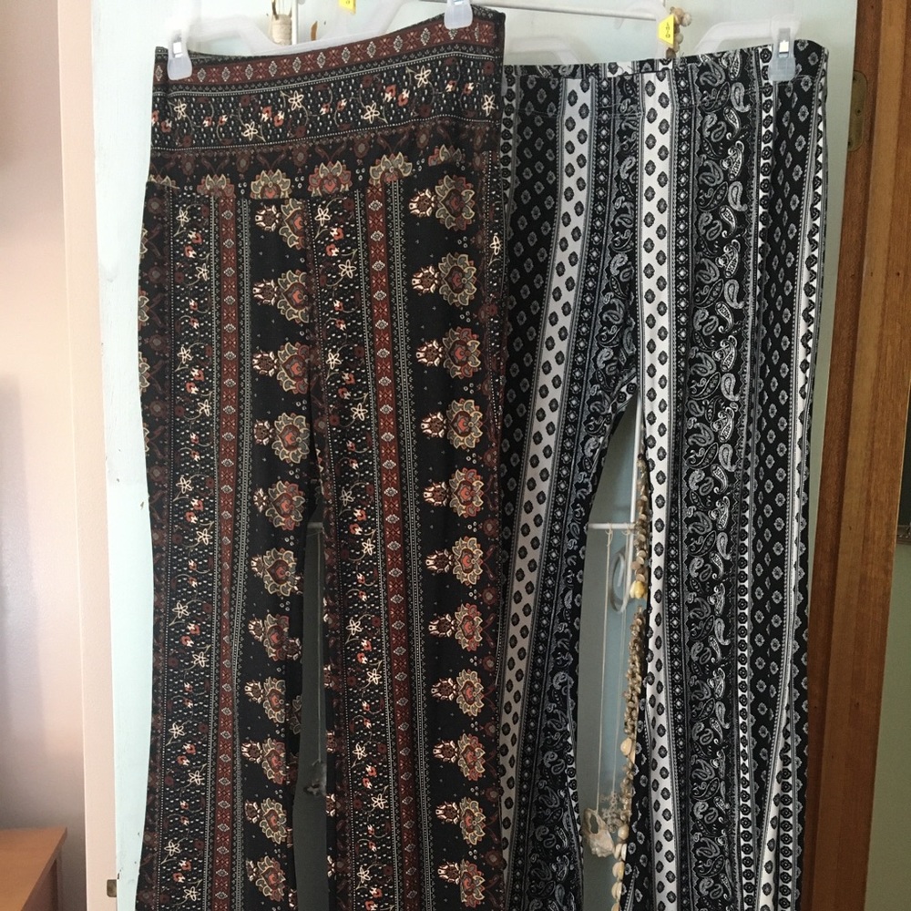 2pc Boho Hippie Flare Leg Yoga Pants Size Large
